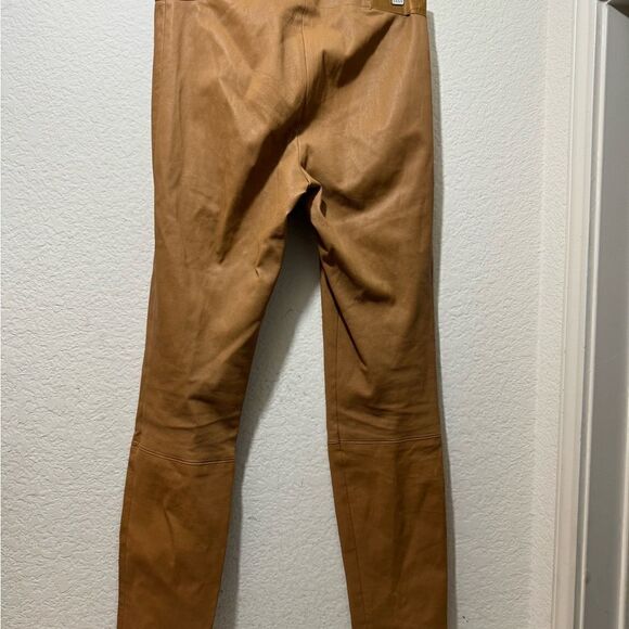 Alice + Olivia Front Zip Lambskin Suede Legging Pants Brown Size 6 - Picture 5 of 7